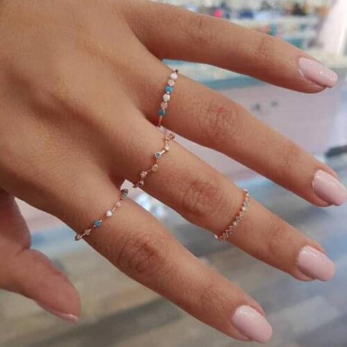 4 Pcs/set Crystal Mix Stacking Gold Ring Set 2019 Vintage Bohemian Women Engagement Party Ring Set Summer Jewelry Finger Rings