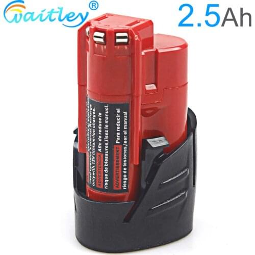 Waitley 12V 2.5Ah Rechargeable Battery for Milwaukee M12 XC Cordless Tools 2500mAh 12 v Power Tool batteries 48-11-2401 MIL-12A