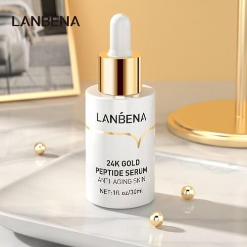 LANBENA 24k Gold Peptide Serum Anti-Aging Wrinkle Firming Fine Lines Moisturizing Whitening Nourishing Skin Care 30ml