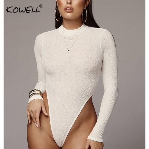 Hot Sale Long Sleeve Cotton Casual Bodysuit Women Winter O-Neck Skinny Sexy Women Rompers Solid Spring Ladies Bodysuits 2019
