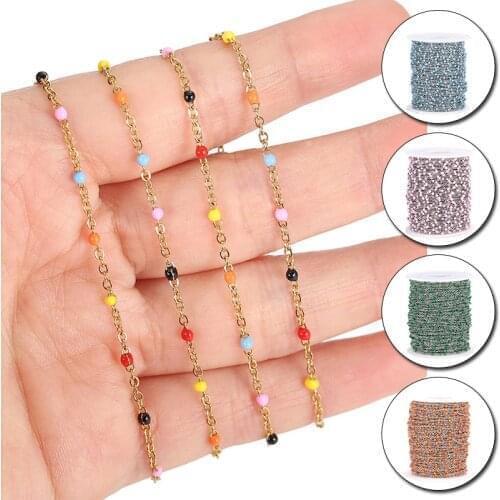 1 Meter 1.5mm Width Stainless Steel Link Cable Chain Gold Metal Multicolor Enamel Chains Findings Trendy DIY Jewelry Making
