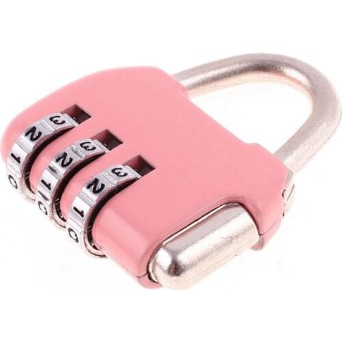 Luggage Box Resettable Combination Lock Padlock 3 Digit Number Pink