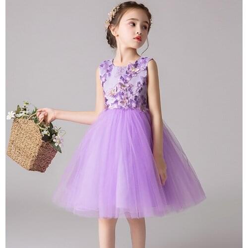 Kids Elegant Princess Dress For Girl Children Wedding Evening Birthday Party Embroidery Tutu Dress Flower Pageant Clothes 2-12Y