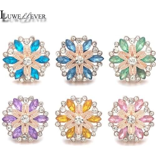 Luwellever Component w076 Crystal 18mm Metal Snap Button For Bracelet Necklace Interchangeable Jewelry Women Accessorie Findings