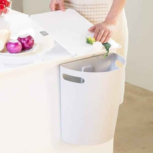 HOT SALE Small Trash Can, Hanging Waste Bin Under Kitchen Sink, PP Wastebasket over Cabinet Door with Top Ring to Fix Garbage Ba