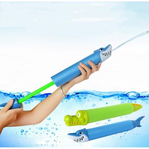 Playing Water Toy water Gun Animal Head Water Cannon Pull-Type Pearl Cotton Crocodile Shark Water Gun Summer Beach Kids Toys