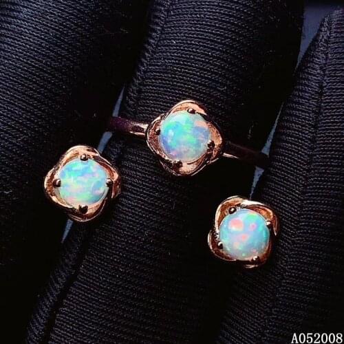 KJJEAXCMY fine jewelry 925 sterling silver natural opal gemstone earrings ring trendy ladies suit support testing