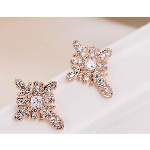 DE149 Classic Fashion Beautiful 4A Zircon Cross Ear Stud GIRLS Gift Party Banquet WOMENS Jewelry Earrings 2021
