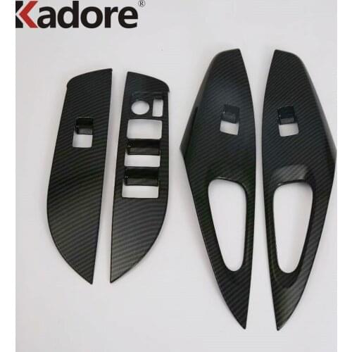 For Toyota Corolla sedan 2019 2020 2021 Carbon Fiber Car Interior Window Lift Switch Fame Cover Trim Door Armrest Panel Trims