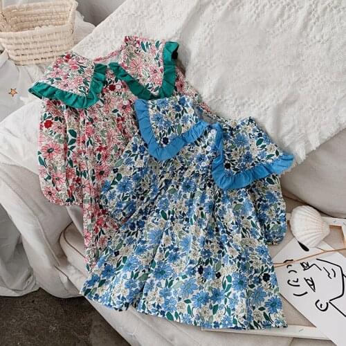 Melario New Floral Print Girls Dress Spring Autumn Baby Kids Long Sleeve Petal Collar Boho Dress Kids Girls Casual Dresses