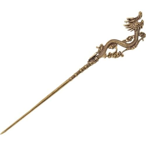 Retro Metal Dragon Carving Cigar Draw Tool Portable Dredge Drilled Engraving Ventilation Needle Enhancer Smoke Holder