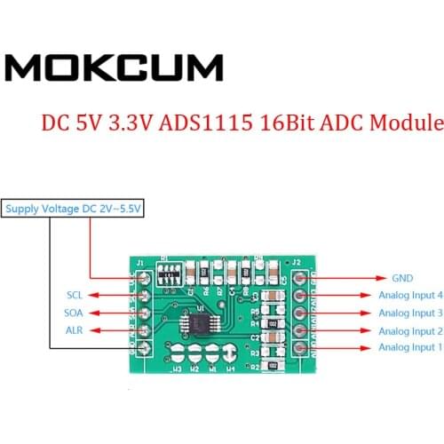 DC 5V 3.3V ADS1115 16Bit ADC Module AD Converter Analog to Digital Signal Convert Module