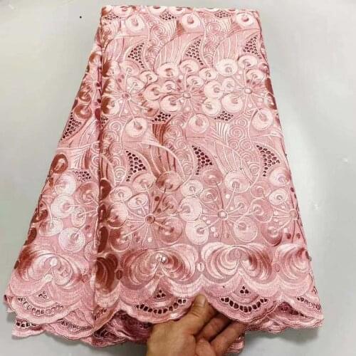 Nigerian Lace Fabric 2021 High Quality Cotton Lace African Swiss Voile Lace Embroidery Brocade Lace High Quality For Wedding 5Y