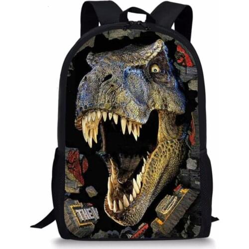 3D Dinosaur Print Backpack 16 Inch School Bags for Teenagers Boy Travel Bag Children Book Bags Mochila