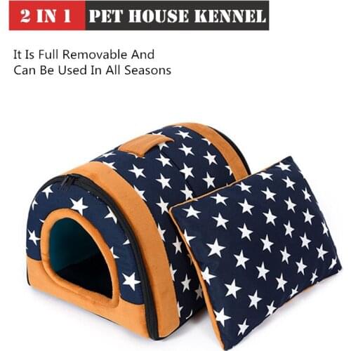 Removable Pet Dog House Kennel Cat Litter Nest With Mat Foldable Cat House For Small Medium Dogs Pet Animal Cave Travel Dog Bed