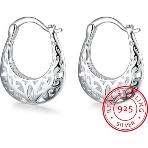 925 Sterling Silver Hoop Earrings New Handbag Shaped Flower Patterns Fashion Party Earrings for Women Jewelry