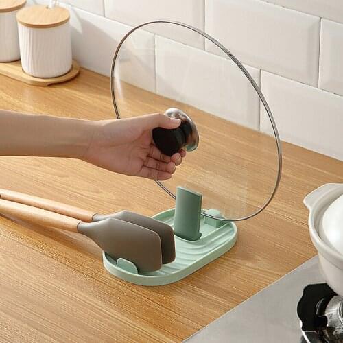 Foldable Pot Lid Holder with Drip Pad PP Anti-Slip Hanging Design Multifunction Pot Lid Stand for Kitchen Utensil RE