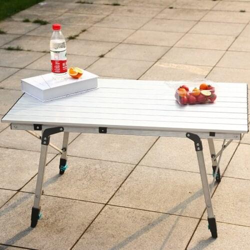 Portable Aluminum Alloy Folding Table Self-driving Travel Outdoor Barbecue Picnic Table Height Adjustable Egg Roll Table LD734