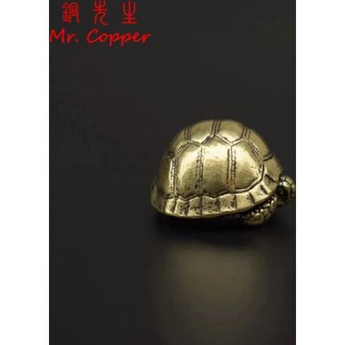 Solid Brass Ball Shape Tortoise Heavy Figurines Miniatures Vintage Metal Copper Animal Turtle Sculpture Tea Pet Table Ornaments