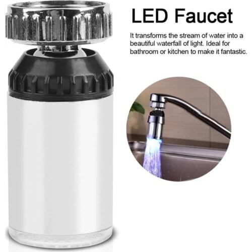 1 Pcs 360 Degree Rotating LED Faucet 3 Color Change LED Sink Basin Faucet Kitchen Water Tap Temperature Sensor