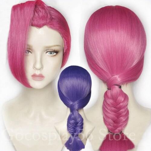 Vinegar Doppio Wig Cosplay Hair Pink Purple Braided Synthetic Wig Halloween Role Play Doppio Cosplay