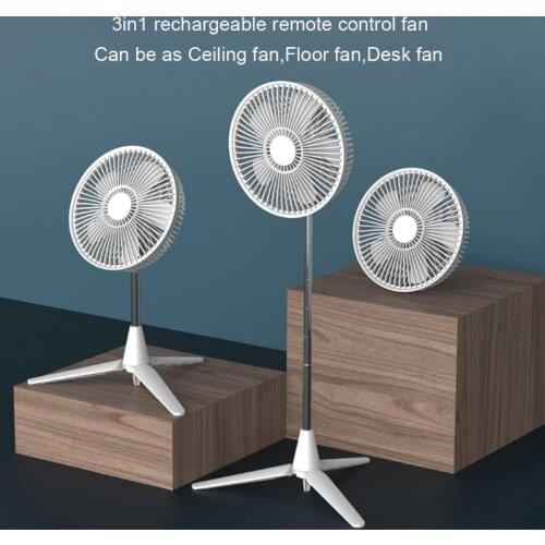 USB Rechargeable 8000mAh 4 Speed Camping Fan Remote Control Timer Hanging Fan Telescopic Desk Fan for Outdoor Home Bed