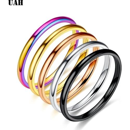 UAH High Quality Titanium Stainless Steel Rings Black For Men Gold Silver Blue Multi Color Smart US Size 5-12