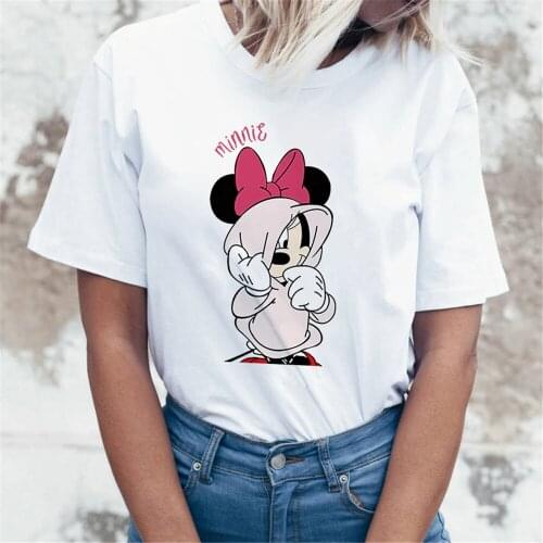 Disney Women Fashion Cartoon Minnie Harajuku Summer Kawaii Top Female Ulzzang Oversized T-shirt Dropship Clothes