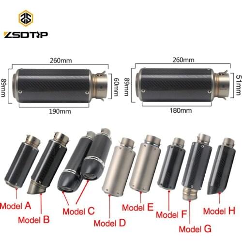 ZSDTRP 51/60mm Motorcycle Exhaust Pipe Muffler Carbon Fiber SC GP Racing Exhaust Mufflers Exhaust Pipe for Most Motors