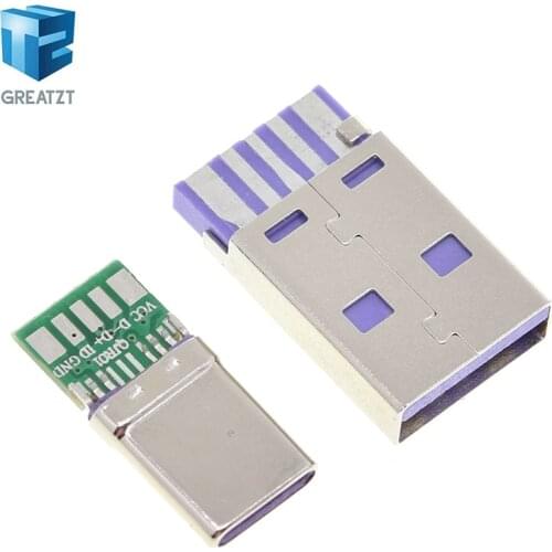 1Set Fast Charge Type-C USB 65W 5A Male Connector Welding With 5Pin PCB + Type A Male 6 Pin USB DIY OTG Data Charge DIY KIT