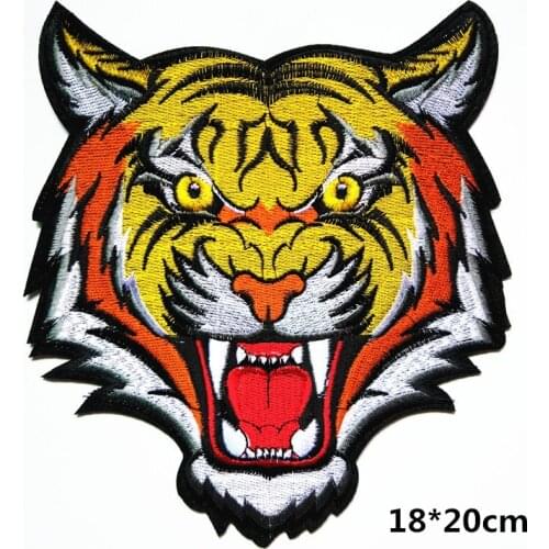 1PCS 18x20cm Big Tiger Fabric Patch Embroidery Sew On Patches For Clothing DIY Decoration Clothes Stickers Applique Badge