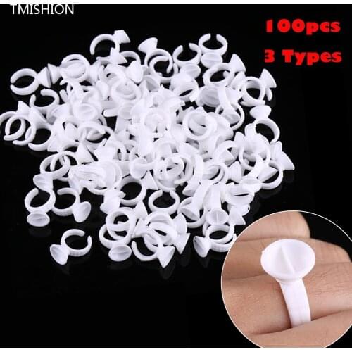 100pcs White Disposable Tattoo Ink Rings Cups S/L Eyebrow Lip Tattoo Pigments Holder Ring Container Permanent Makeup Accessories