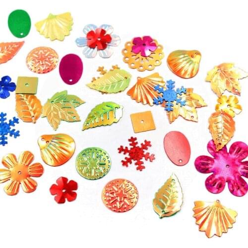 15 different shapes of sequins Multicolor Paillettes Sewing Craft Children DIY Clothing hat Bags Accessories 100-600pcs Optional