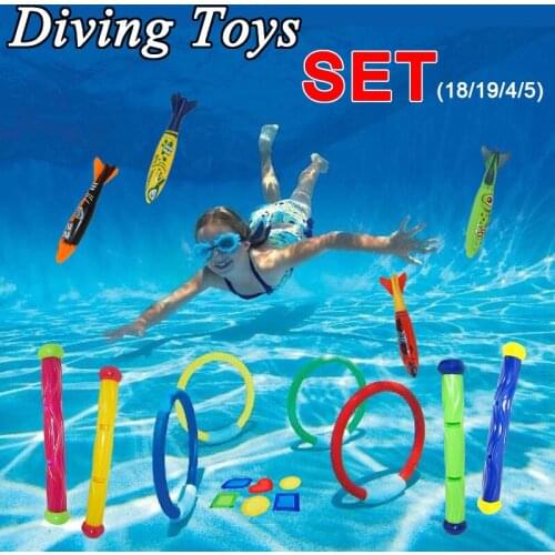 19 Pcs Pool Diving Game Summer Torpedo Robber Child Underwater Diving Stick Play Water Toy Diving Torpedo Rocket Throwing Toys