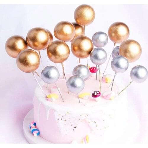 20pcs/pack 2-4cm Ball Cake Topper Creative Cupcake Insert Card Flags Balloon Decor Baby Shower Birthday Party Cake Decoration