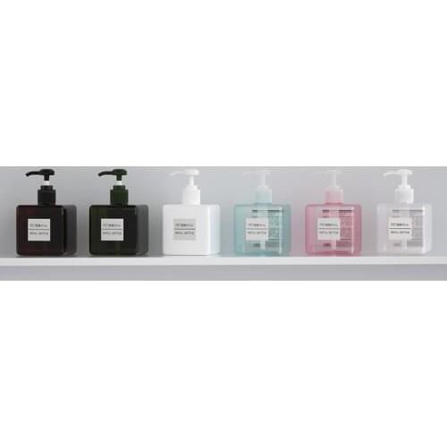 250ML 12pcs Brown Green White Clear Plastic Square Lotion Bottle Shampoo Lotion Shower Gel Pump Bottle Empty Cosmetic Bottles