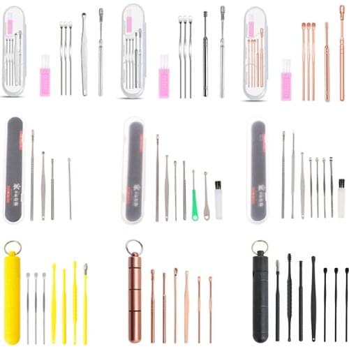 5/6/7/8Pcs/set Ear Wax Pickers Steel Earpick Wax Remover Curette Ear Pick Cleaner Ear Cleaner Spoon Care Ear Clean Tools