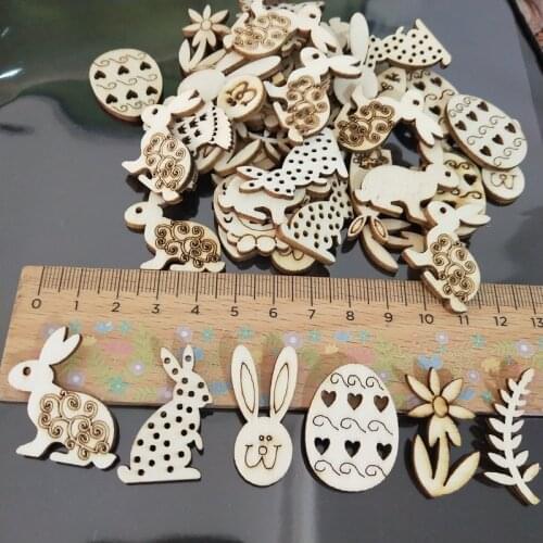 50pcs/Set HAPPY EASTER Party Door Hanging Sign Wooden Easter Egg Rabbite Bunny For Home Decor Supplies Wood Crafts Ornaments