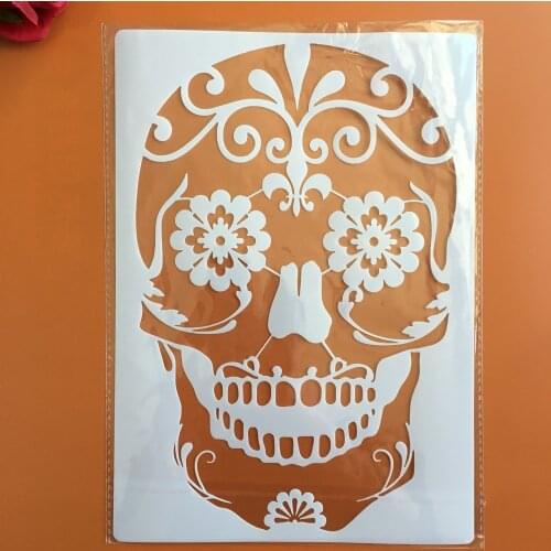 A4 29 * 21cm DIY Stencils Wall Painting Scrapbook Coloring Embossing Album Decorative Paper Card Template,wall skull stencil