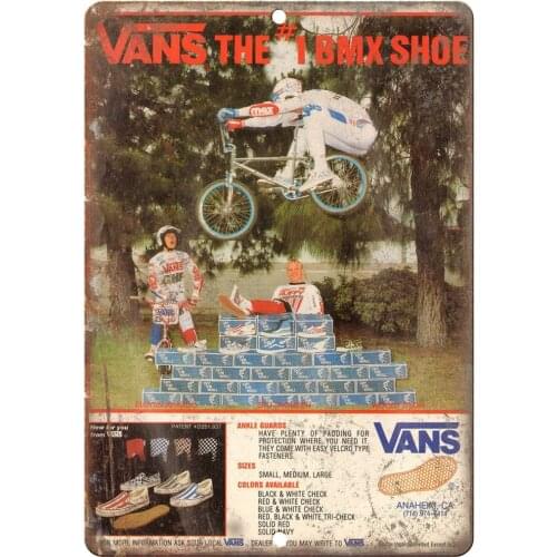 Adkult Vans Shoes BMX, BMX Racing Rare ad 12" x 9" Retro Metal Sign B29