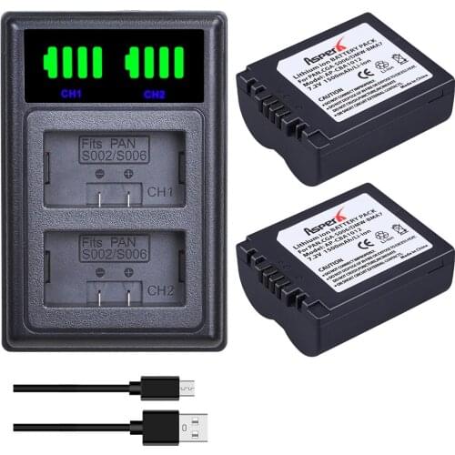 2Pcs CGA-S006 DMW-BMA7 Batteries + LED Daul USB Charger for Panasonic Lumix DMC-FZ7 FZ8 FZ18 FZ28 FZ30 FZ35 FZ38 FZ50 Camera