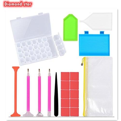 20 Pieces Diamond Painting Tools 5D DIY Diamond Painting Accessories Diamond Cross Kits with 28 Slots Diamond Embroidery Box