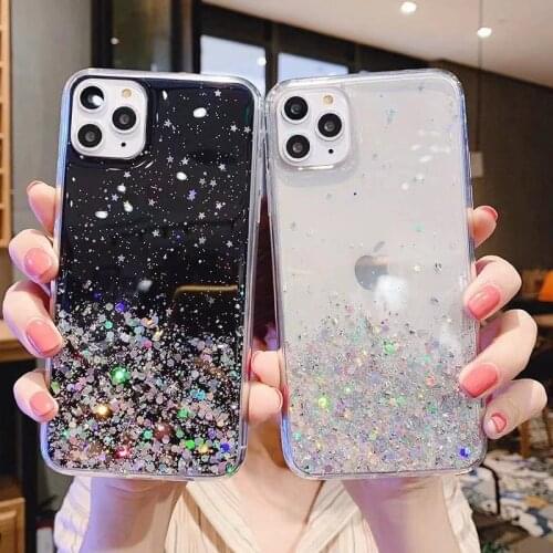 Sparkle Glitter Stars Sequins Phone Case For huawei MATE 40 9 20 30 PRO LITE MATE20LITE MATE20PRO Soft Clear Back Cover