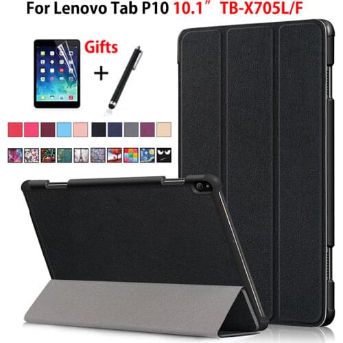 Case For Lenovo Tab P10 TB-X705L TB-X705F 10.1" Smart Cover Funda Tablet Slim Magnetic Folding Stand Skin Shell +Film+Pen