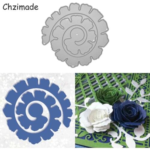 Chzimade Rose Flower Metal Cutting Dies Scrapbooking 76X73MM For Paper Cards Making Die Cutter Home Decoration