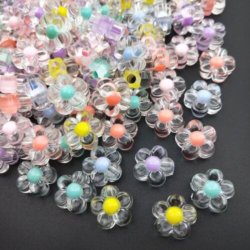 20-100pcs/6-12mm Flower Acrylic Beads Multicolor Spacer Bead DIY Cloth Acces for Children Kids Necklace Bracelet Jewelry Making