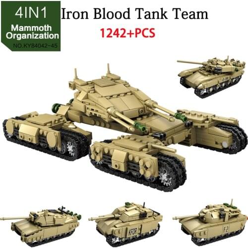 KAZI KY84042-45 Military Bricks Blocks Assembled Tank Model Army World War 2 Fighting Puzzle High Quality Gift Toys for Children