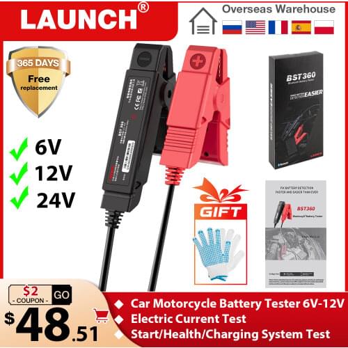 Launch X431 Battery Test Clip Analyzer 12v Diesel Vehicles 2000cca Voltage Car Battery Tester Charging Cricut Load Tools BST360