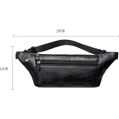 Men PU Leather Belt Bum Waist Phone Pouch Fanny Pack Crossbody Shoulder Sport Zip Bag M6CC