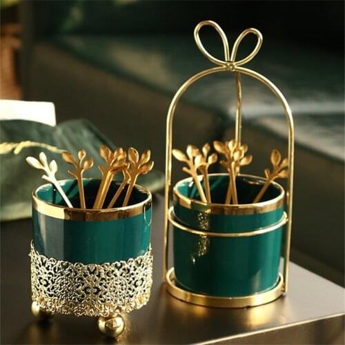 European Marble Grain Phnom Penh Ceramic Fruit Forks Spoons Cake Dessert Fork Ceramic Tableware Holder Kitchen Holder Organizer